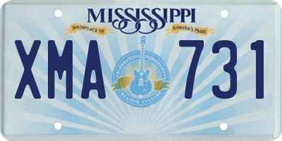 MS license plate XMA731