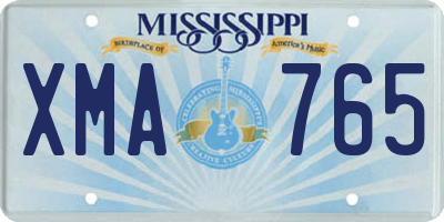 MS license plate XMA765