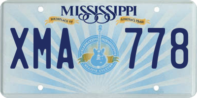 MS license plate XMA778