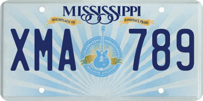 MS license plate XMA789
