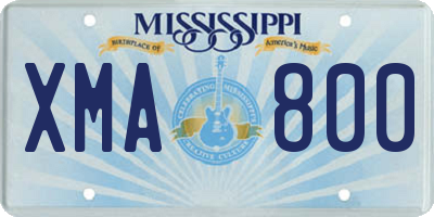 MS license plate XMA800