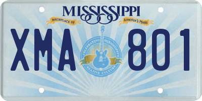 MS license plate XMA801