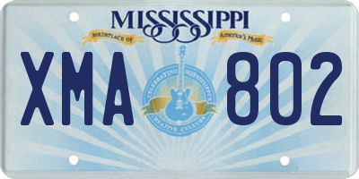 MS license plate XMA802