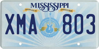 MS license plate XMA803