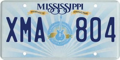 MS license plate XMA804