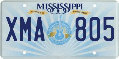 MS license plate XMA805