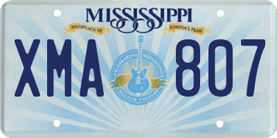 MS license plate XMA807