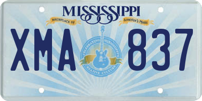 MS license plate XMA837