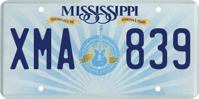 MS license plate XMA839
