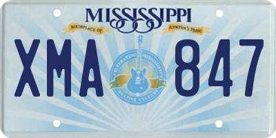 MS license plate XMA847