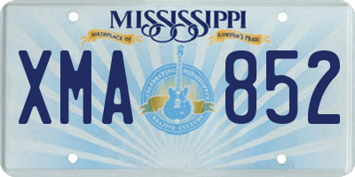 MS license plate XMA852