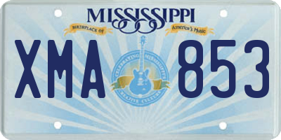 MS license plate XMA853