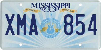 MS license plate XMA854