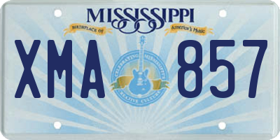 MS license plate XMA857