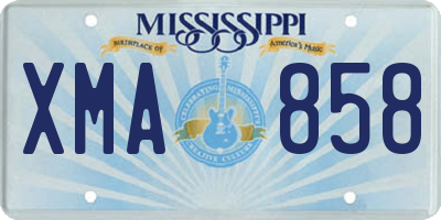 MS license plate XMA858
