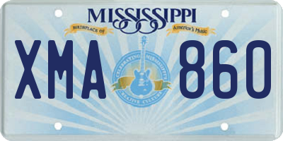 MS license plate XMA860