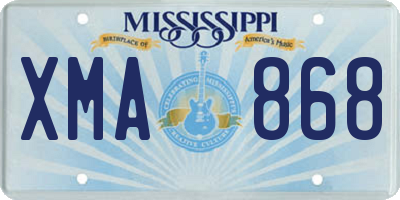 MS license plate XMA868