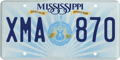 MS license plate XMA870