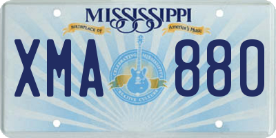MS license plate XMA880