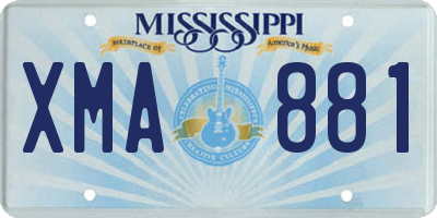 MS license plate XMA881