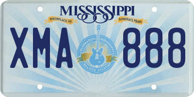 MS license plate XMA888