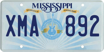 MS license plate XMA892