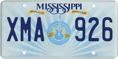 MS license plate XMA926