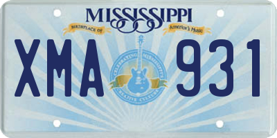 MS license plate XMA931