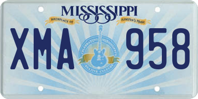 MS license plate XMA958