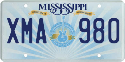 MS license plate XMA980