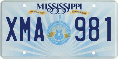 MS license plate XMA981