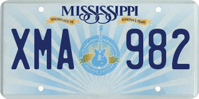 MS license plate XMA982