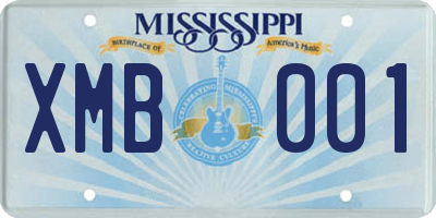 MS license plate XMB001