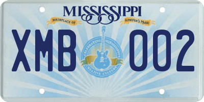 MS license plate XMB002