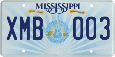 MS license plate XMB003