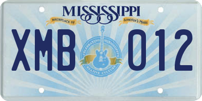 MS license plate XMB012