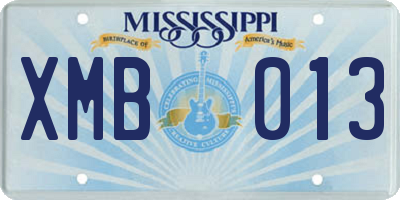 MS license plate XMB013