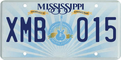 MS license plate XMB015