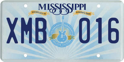 MS license plate XMB016