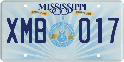 MS license plate XMB017