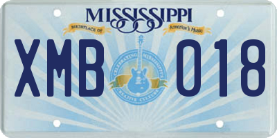 MS license plate XMB018