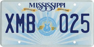 MS license plate XMB025