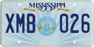 MS license plate XMB026