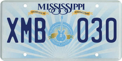 MS license plate XMB030