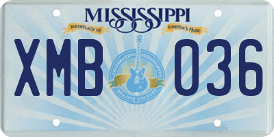MS license plate XMB036