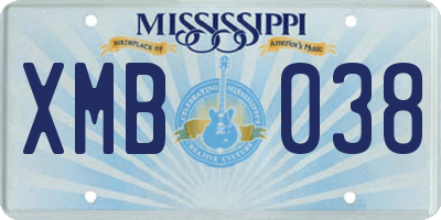 MS license plate XMB038