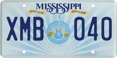 MS license plate XMB040