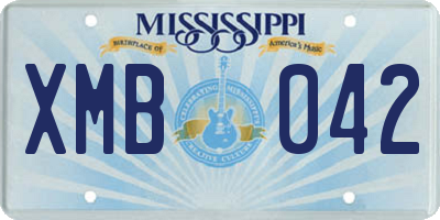 MS license plate XMB042