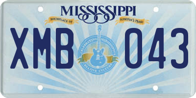 MS license plate XMB043