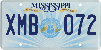 MS license plate XMB072